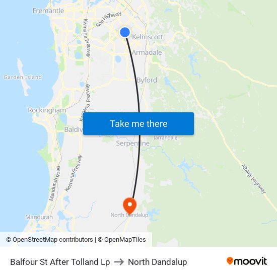 Balfour St After Tolland Lp to North Dandalup map