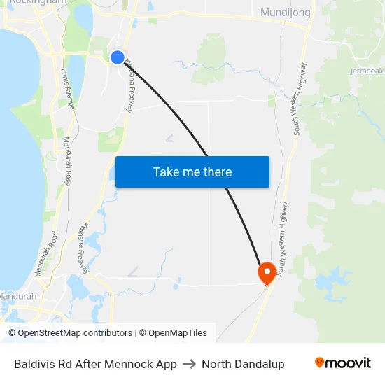 Baldivis Rd After Mennock App to North Dandalup map