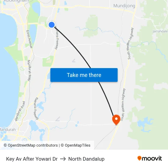 Key Av After Yowari Dr to North Dandalup map