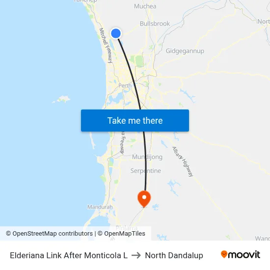 Elderiana Link After Monticola L to North Dandalup map