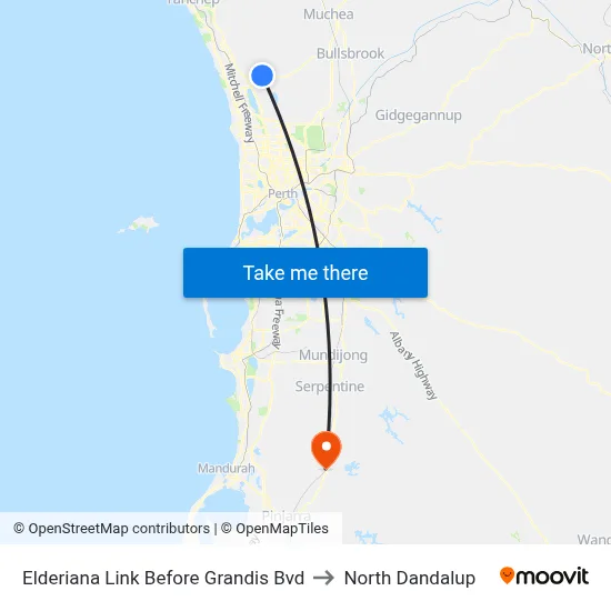 Elderiana Link Before Grandis Bvd to North Dandalup map