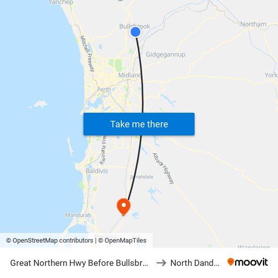 Great Northern Hwy Before Bullsbrook Rd to North Dandalup map