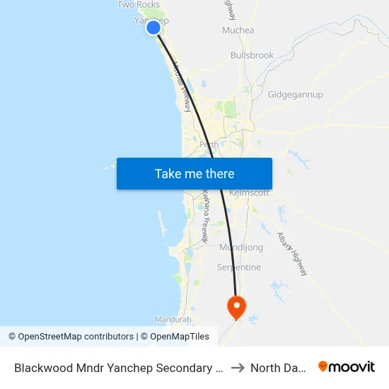 Blackwood Mndr Yanchep Secondary College Stand 1 to North Dandalup map