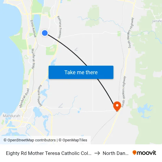Eighty Rd Mother Teresa Catholic College Stand 2 to North Dandalup map