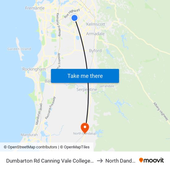 Dumbarton Rd Canning Vale College Stand 1 to North Dandalup map