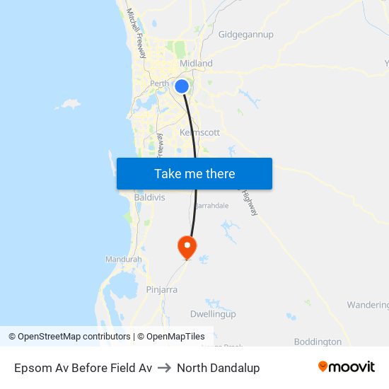 Epsom Av Before Field Av to North Dandalup map