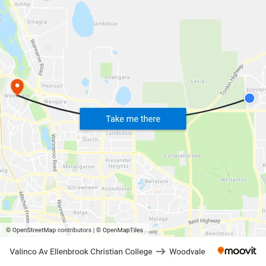 Valinco Av Ellenbrook Christian College to Woodvale map