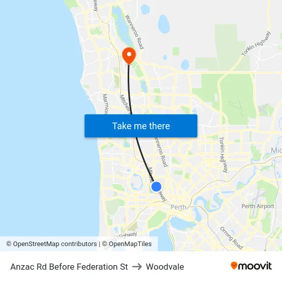 Anzac Rd Before Federation St to Woodvale map