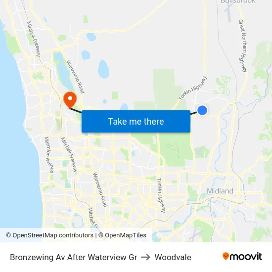 Bronzewing Av After Waterview Gr to Woodvale map