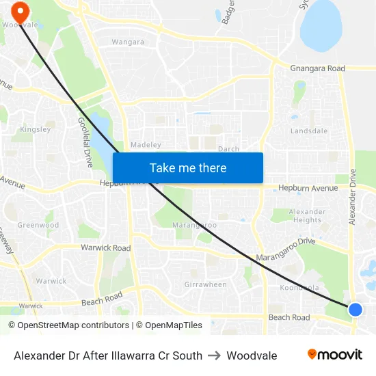Alexander Dr After Illawarra Cr South to Woodvale map