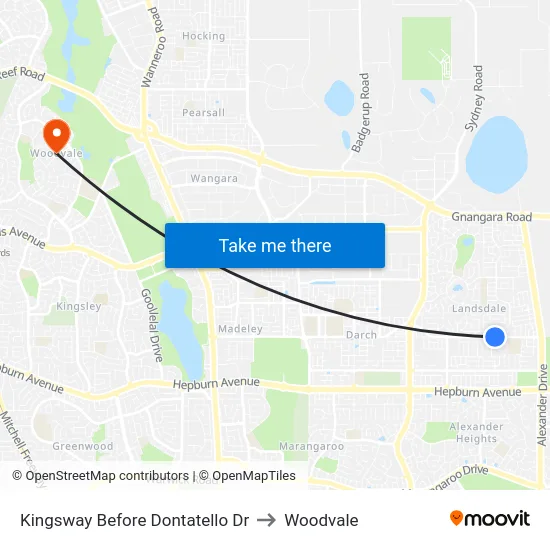Kingsway   Before Dontatello Dr to Woodvale map