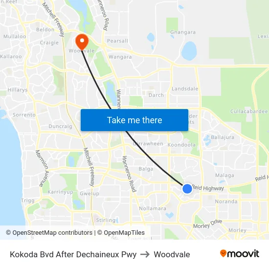 Kokoda Bvd After Dechaineux Pwy to Woodvale map