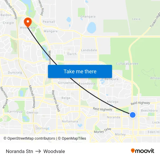 Noranda Stn to Woodvale map