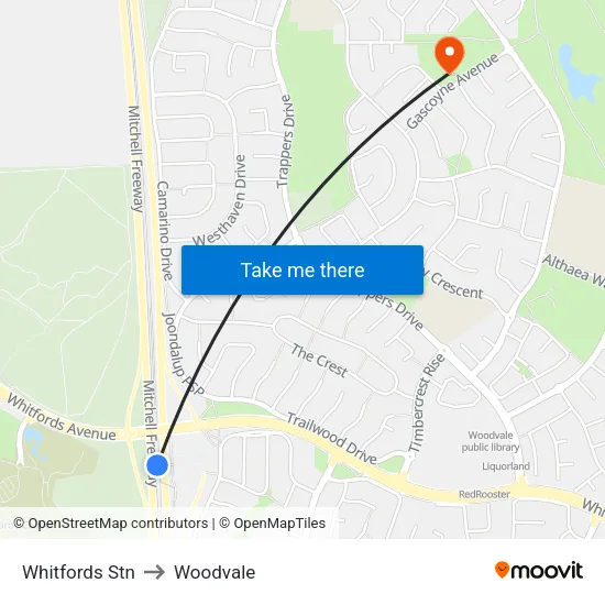 Whitfords Stn to Woodvale map