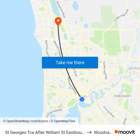St Georges Tce After William St Eastbound to Woodvale map