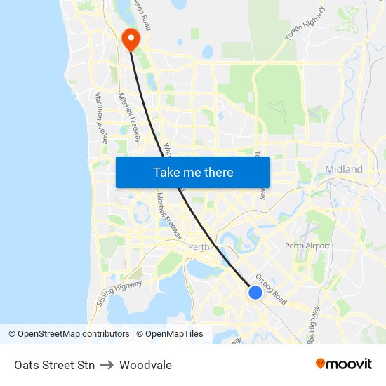 Oats Street Stn to Woodvale map