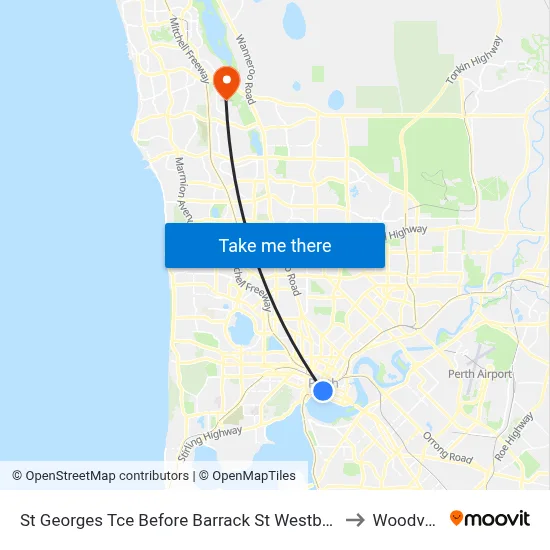 St Georges Tce Before Barrack St Westbound to Woodvale map
