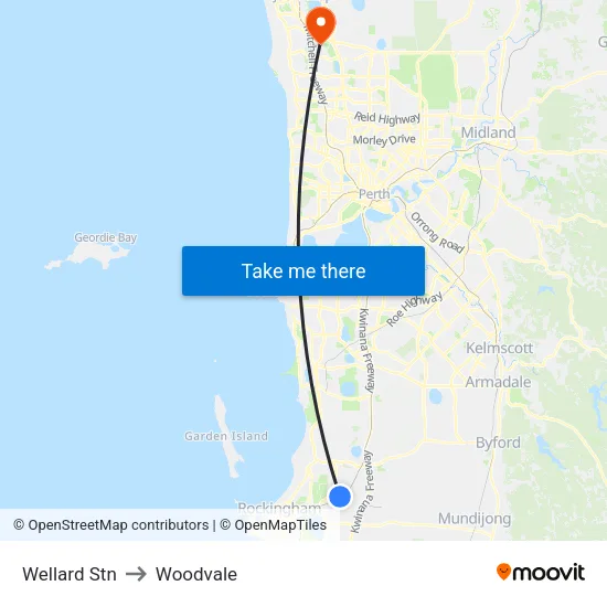 Wellard Stn to Woodvale map