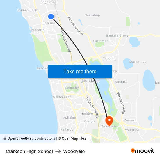Clarkson High School to Woodvale map