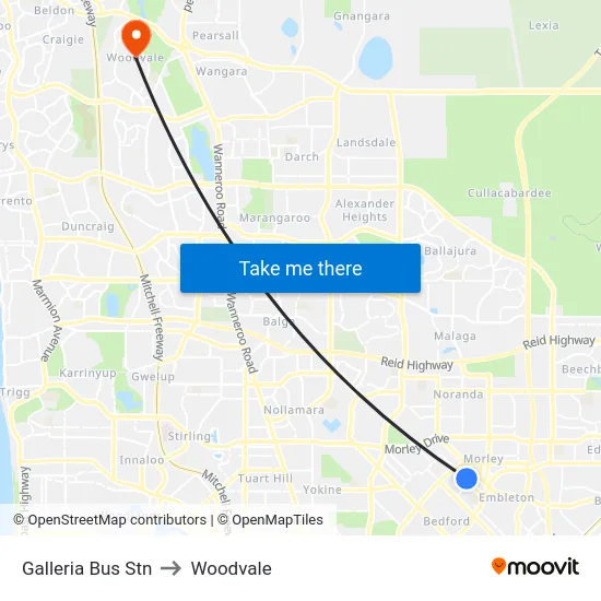 Galleria Bus Stn to Woodvale map
