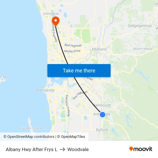 Albany Hwy After Frys L to Woodvale map
