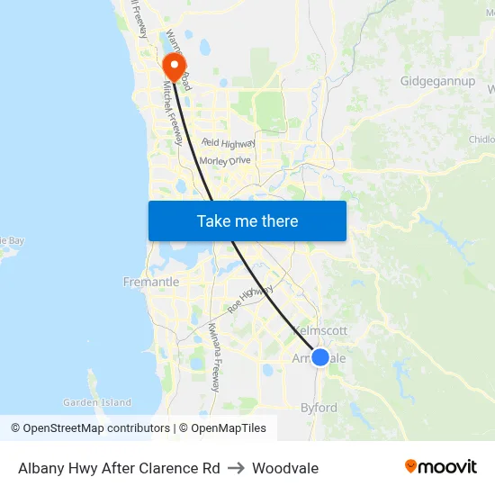 Albany Hwy After Clarence Rd to Woodvale map