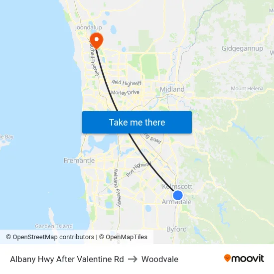 Albany Hwy After Valentine Rd to Woodvale map