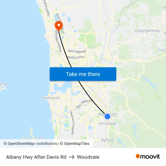 Albany Hwy After Davis Rd to Woodvale map