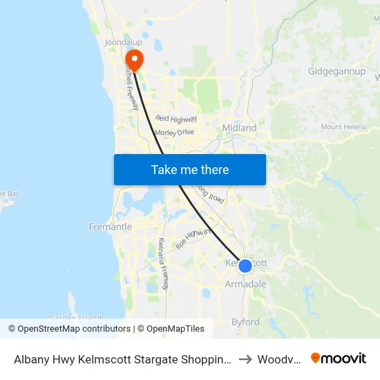 Albany Hwy Kelmscott Stargate Shopping Ctr to Woodvale map