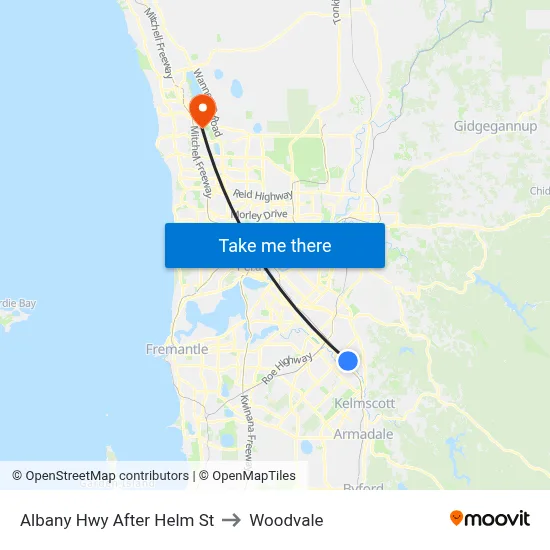 Albany Hwy After Helm St to Woodvale map