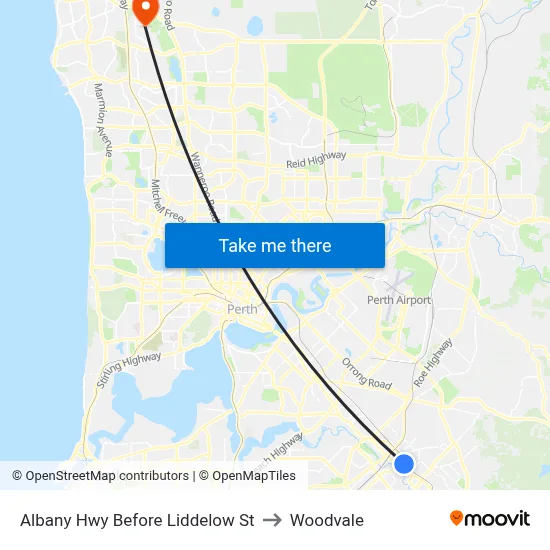 Albany Hwy Before Liddelow St to Woodvale map