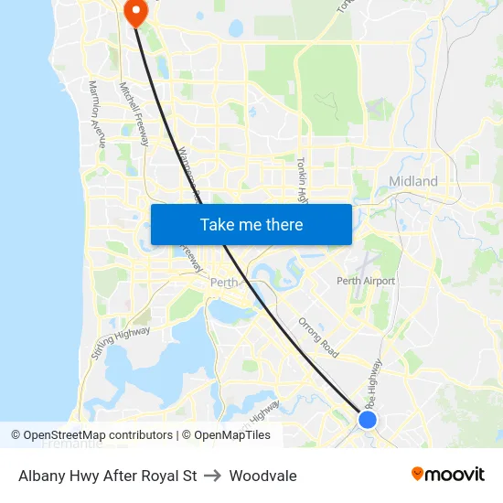 Albany Hwy After Royal St to Woodvale map