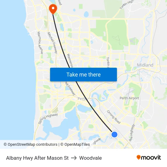 Albany Hwy After Mason St to Woodvale map