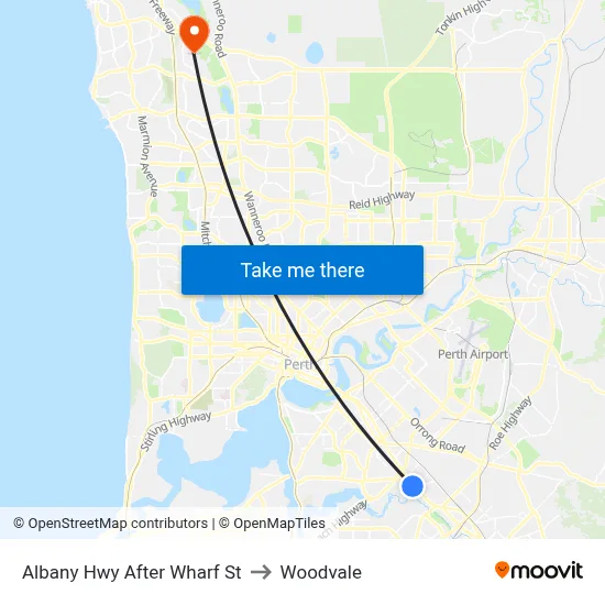 Albany Hwy After Wharf St to Woodvale map