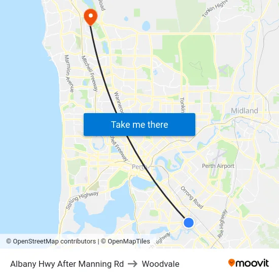Albany Hwy After Manning Rd to Woodvale map