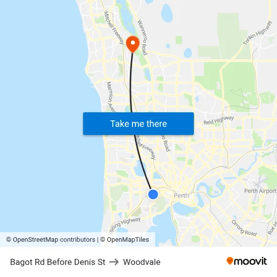 Bagot Rd Before Denis St to Woodvale map