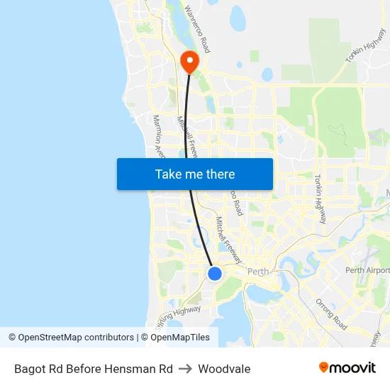 Bagot Rd Before Hensman Rd to Woodvale map