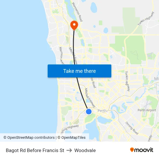 Bagot Rd Before Francis St to Woodvale map