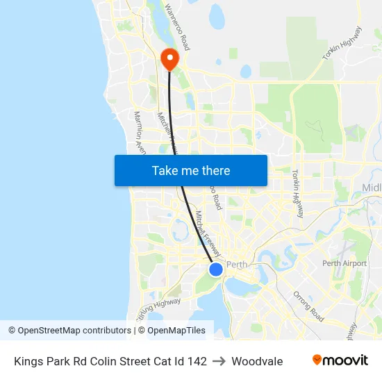 Kings Park Rd Colin Street Cat Id 142 to Woodvale map