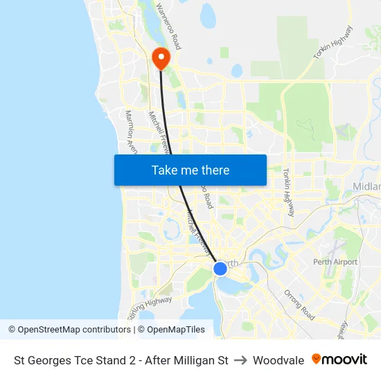 St Georges Tce Stand 2 - After Milligan St to Woodvale map