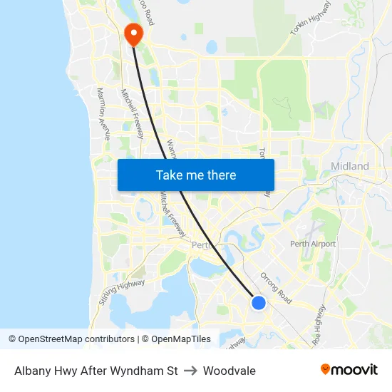 Albany Hwy After Wyndham St to Woodvale map