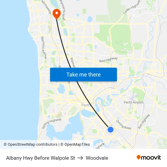 Albany Hwy Before Walpole St to Woodvale map