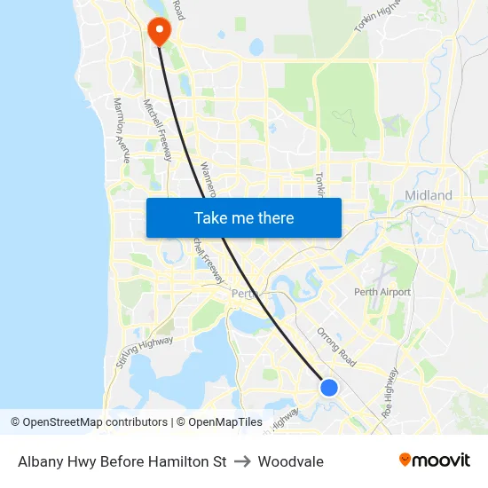 Albany Hwy Before Hamilton St to Woodvale map
