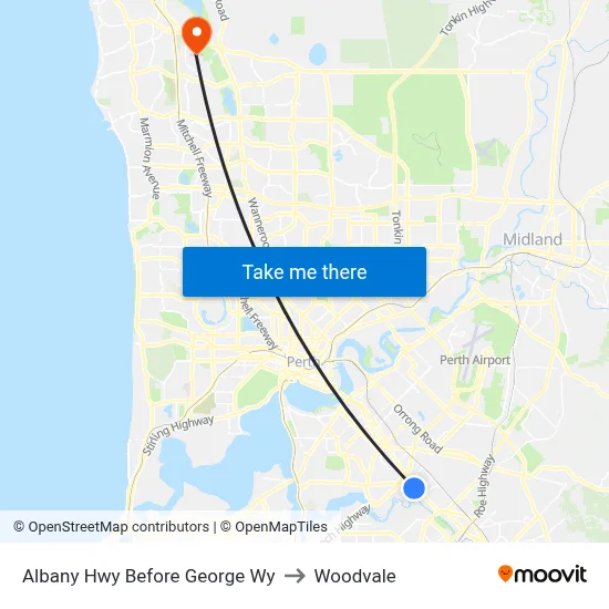 Albany Hwy Before George Wy to Woodvale map