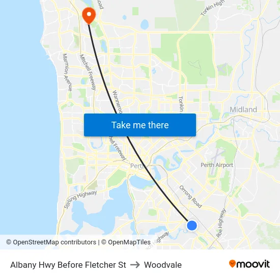 Albany Hwy Before Fletcher St to Woodvale map