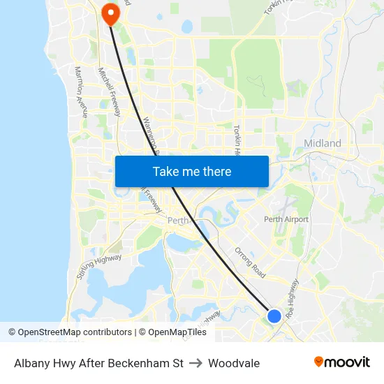 Albany Hwy After Beckenham St to Woodvale map