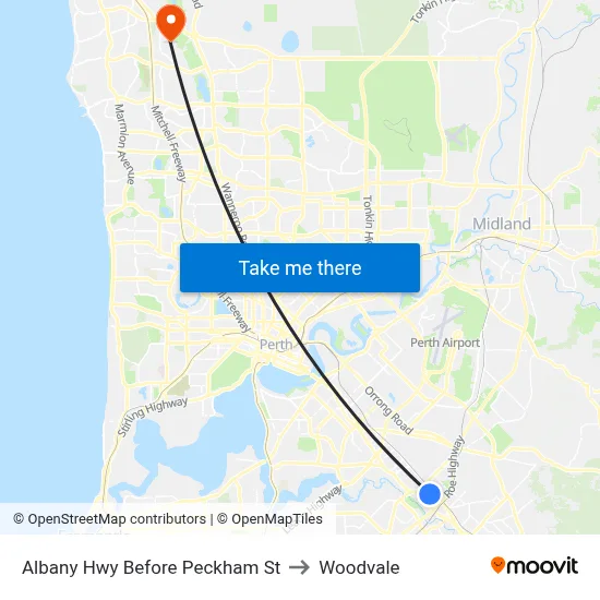 Albany Hwy Before Peckham St to Woodvale map