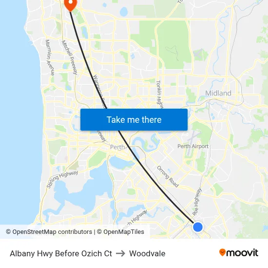 Albany Hwy Before Ozich Ct to Woodvale map