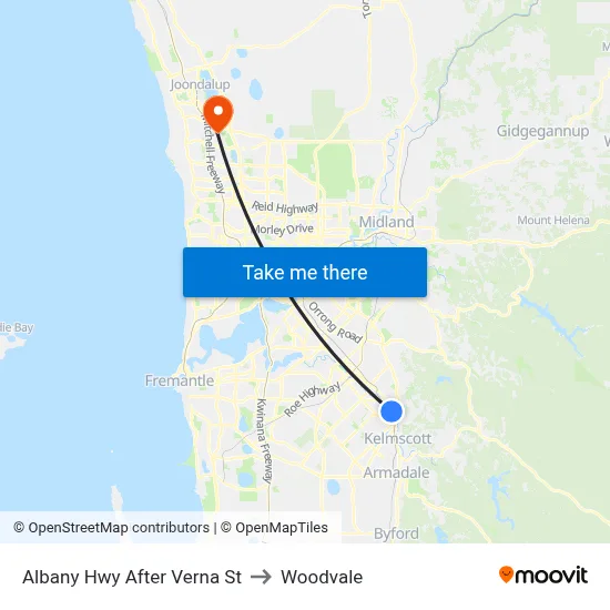 Albany Hwy After Verna St to Woodvale map