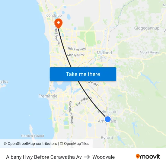 Albany Hwy Before Carawatha Av to Woodvale map